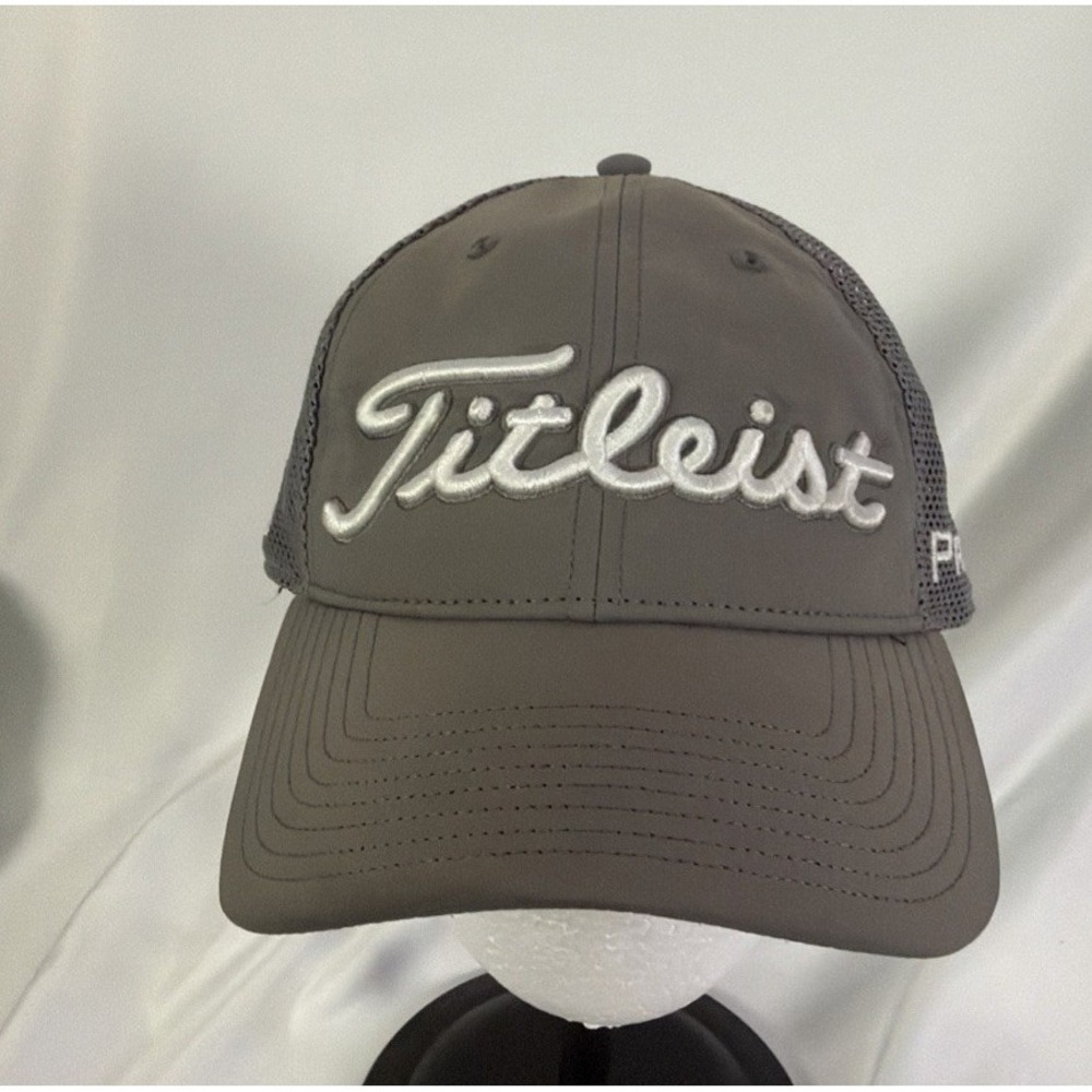 Titleist Tour Performance Trucker Hat Snap Back Pro V1 FootJoy Gray Golf Mesh